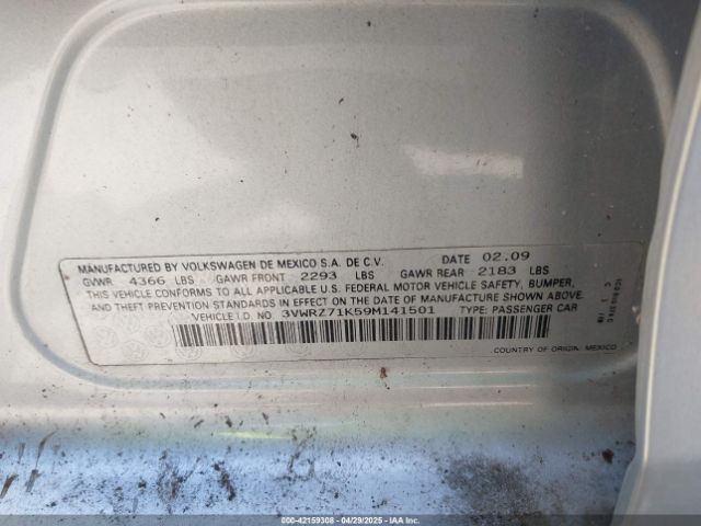 2009 VOLKSWAGEN JETTA 3VWRZ71K59M141501 Photo 8