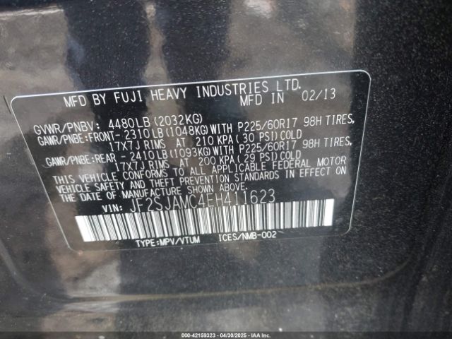 JF2SJAMC4EH411623 Subaru Forester 2.5i Touring
