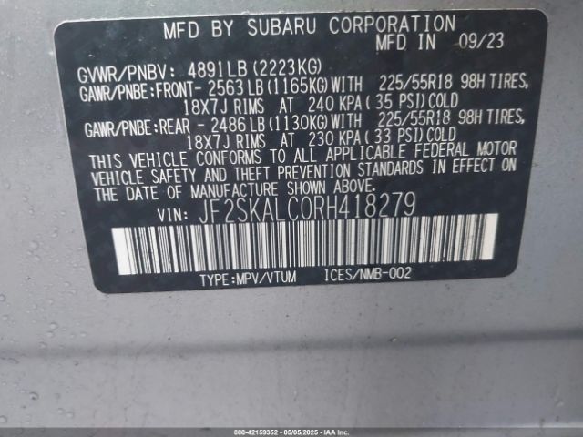 2024 SUBARU FORESTER JF2SKALC0RH418279 Photo 8
