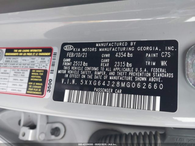5XXG64J28MG062660 KIA t-gdi gamma ii