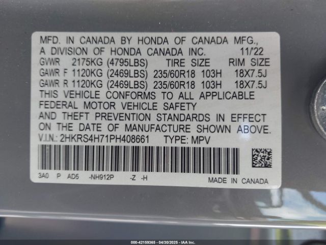 2023 HONDA CR-V 2HKRS4H71PH408661 Photo 8