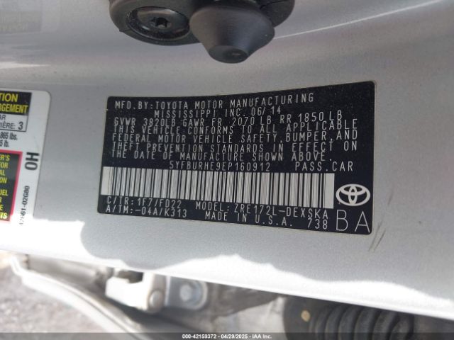 5YFBURHE9EP160912 Toyota Corolla S Plus