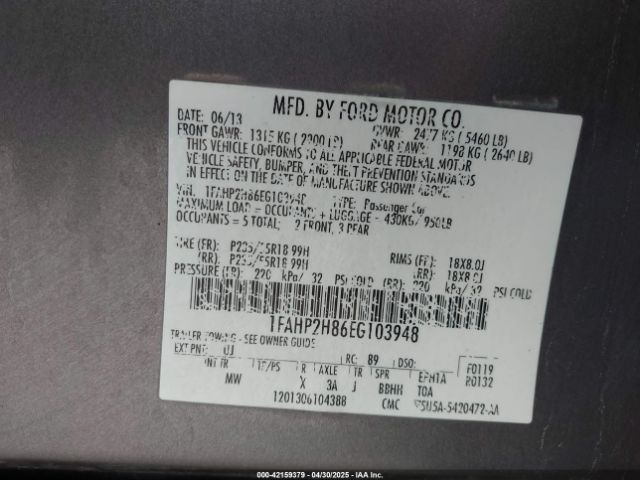 1FAHP2H86EG103948 Ford Taurus