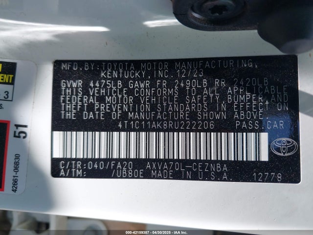 4T1C11AK8RU222206 Toyota CAMRY LE