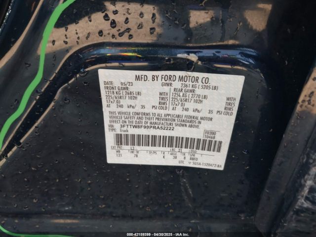3FTTW8F99PRA52222 Ford Maverick Xlt