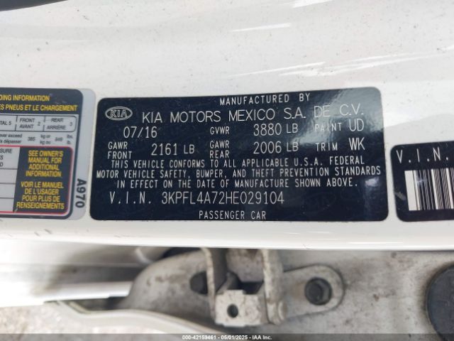 3KPFL4A72HE029104 KIA FORTE S