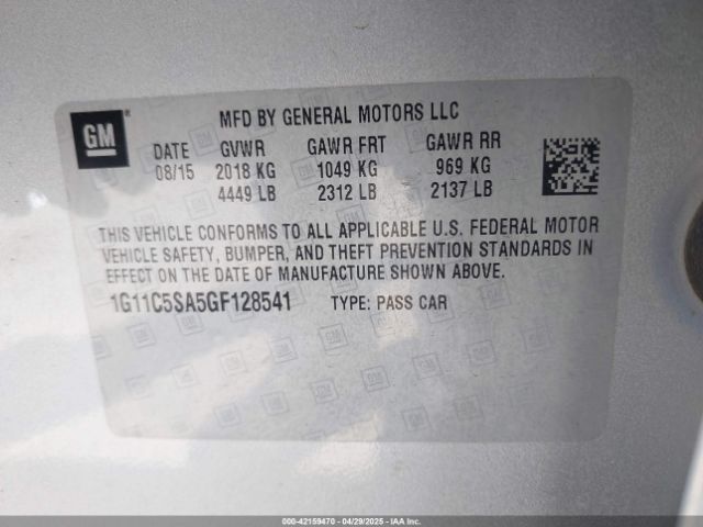 1G11C5SA5GF128541 Chevrolet Malibu Limited Lt