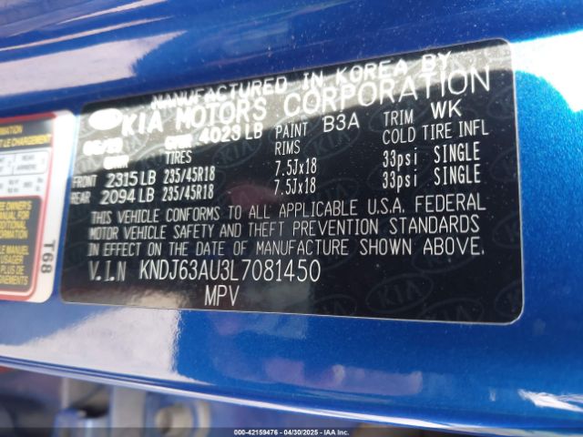 KNDJ63AU3L7081450 KIA Soul Gt-line