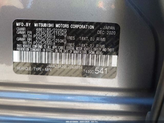 2020 MITSUBISHI OUTLANDER JA4AZ3A39LZ048854 Photo 8