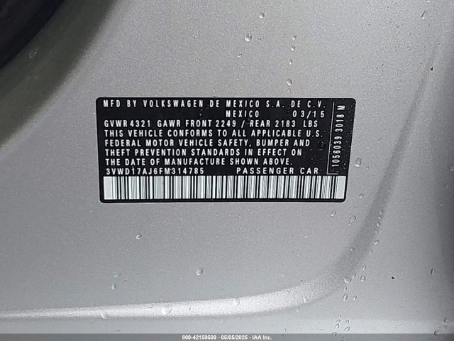 3VWD17AJ6FM314785 Volkswagen Jetta 1.8t Se
