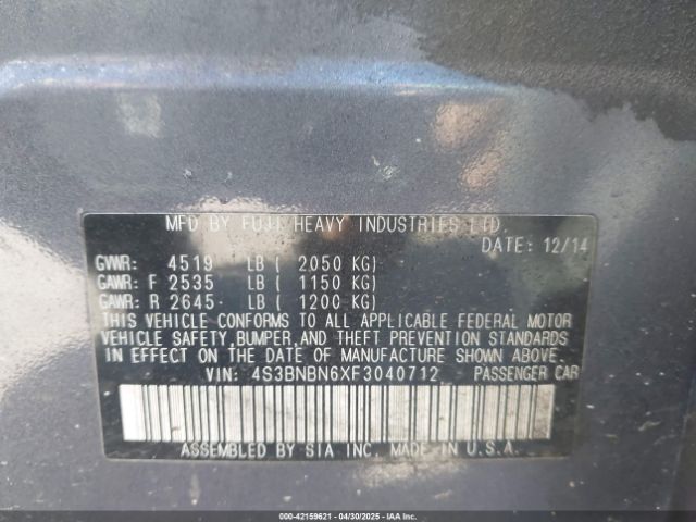 4S3BNBN6XF3040712 Subaru Legacy 2.5i Limited