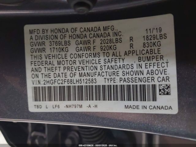 2HGFC2F68LH512583 Honda Civic Lx