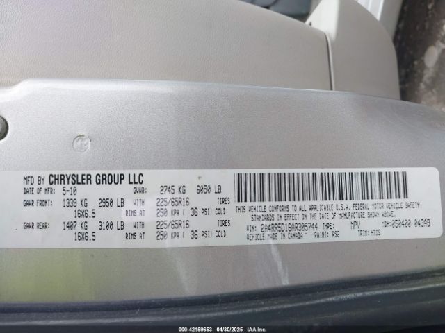 2010 CHRYSLER TOWN & COUNTRY 2A4RR5D16AR305744 Photo 8