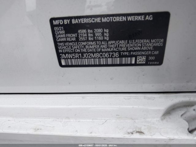 3MW5R1J02M8C06736 BMW 3 Series 330i