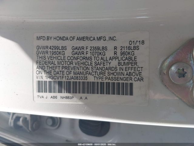 1HGCV1F12JA083335 Honda ACCORD LX