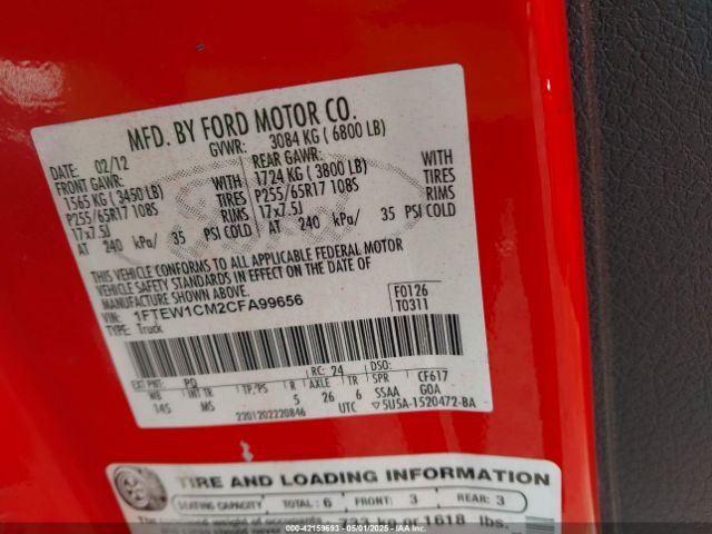 2012 FORD F-150 1FTEW1CM2CFA99656 Photo 8