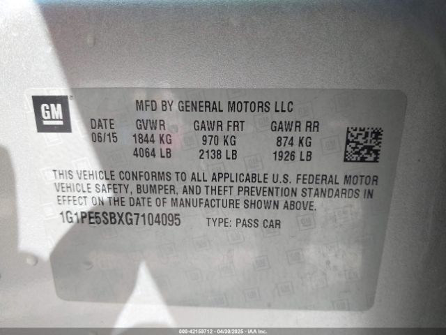 1G1PE5SBXG7104095 Chevrolet Cruze Limited 1lt Auto