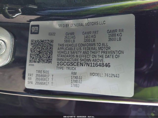 1GCGSCEN7N1164846 Chevrolet lgz