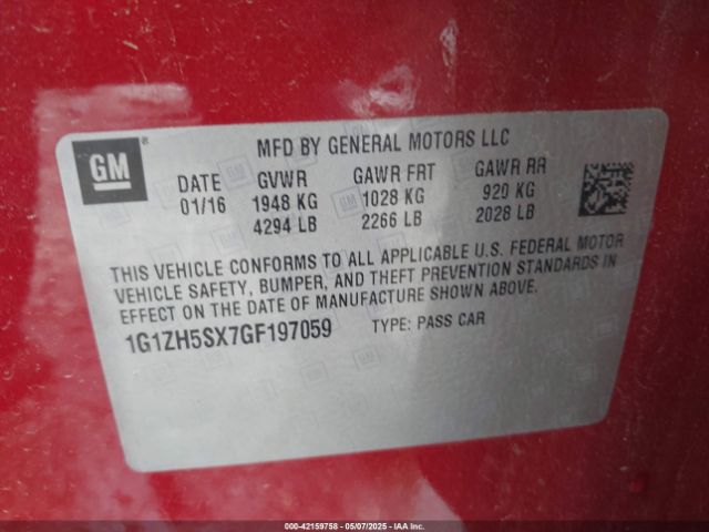 1G1ZH5SX7GF197059 Chevrolet Malibu Premier