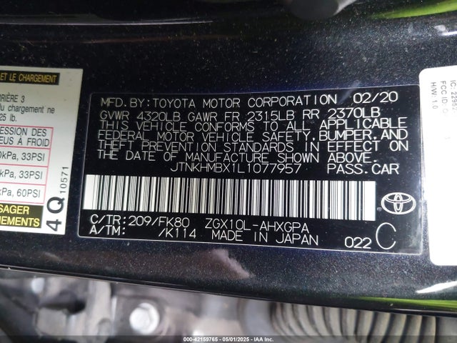 JTNKHMBX1L1077957 Toyota C-HR XLE