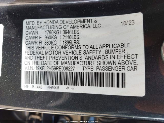 19XFL2H59RE008227 Honda Civic Lx