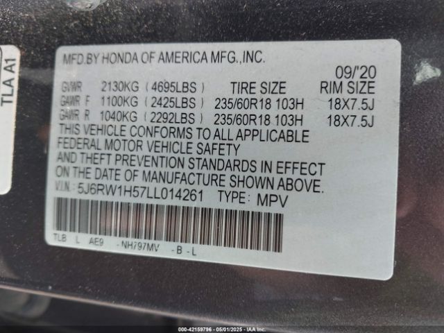 2020 HONDA CR-V 5J6RW1H57LL014261 Photo 8