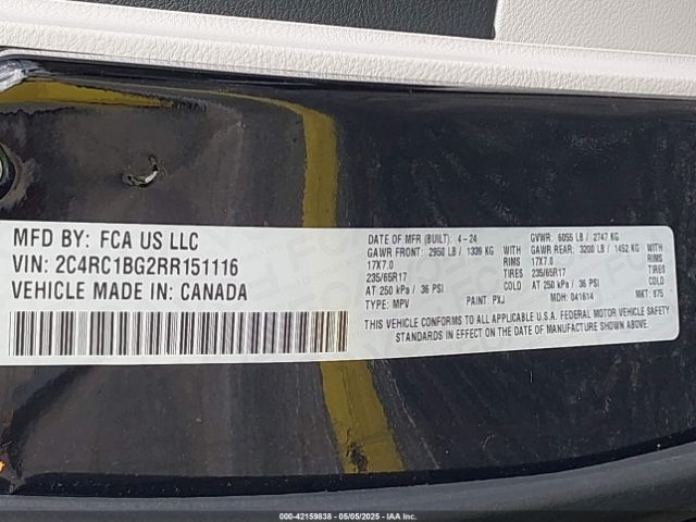 2C4RC1BG2RR151116 Chrysler Pacifica Touring L