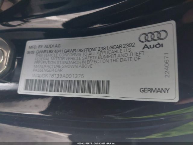 2009 AUDI A5 WAUDK78T39A001375 Photo 8
