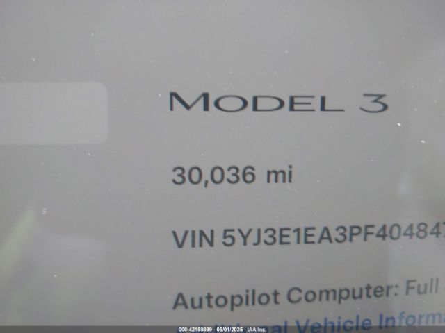 5YJ3E1EA3PF404847 Tesla Model 3 Rear-wheel Drive