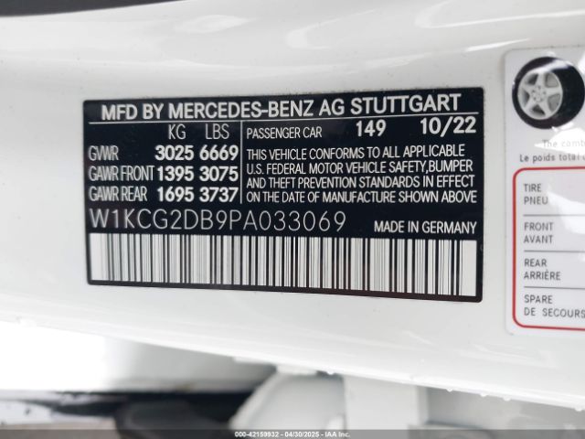 W1KCG2DB9PA033069 Mercedes-Benz EQS 450+