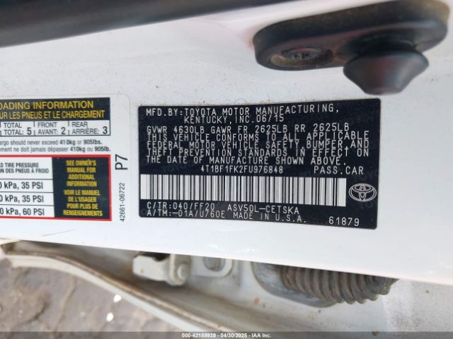 4T1BF1FK2FU976848 Toyota CAMRY SE