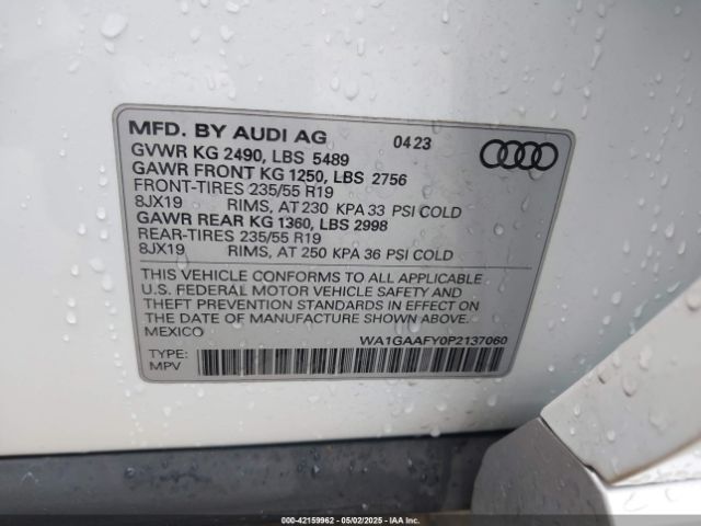WA1GAAFY0P2137060 Audi 45 tfsi
