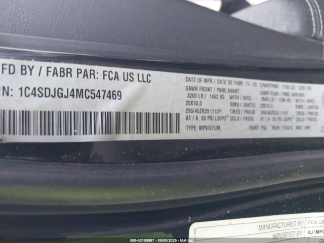 2021 DODGE DURANGO 1C4SDJGJ4MC547469 Photo 8
