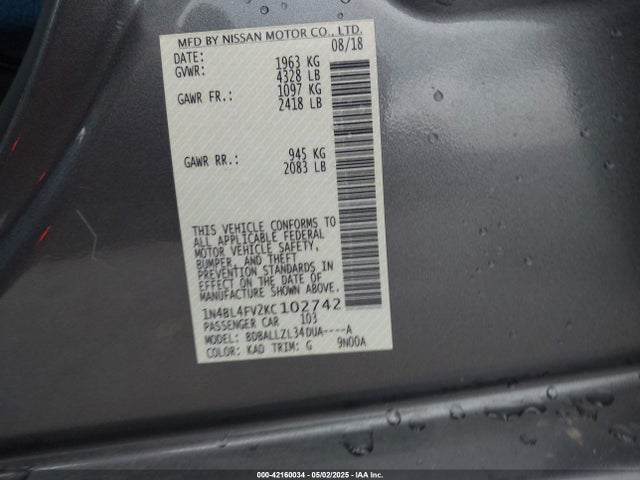 1N4BL4FV2KC102742 Nissan Altima 2.5 Platinum