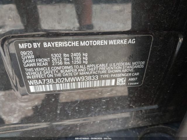 WBA73BJ02MWW93833 BMW 540i Xdrive