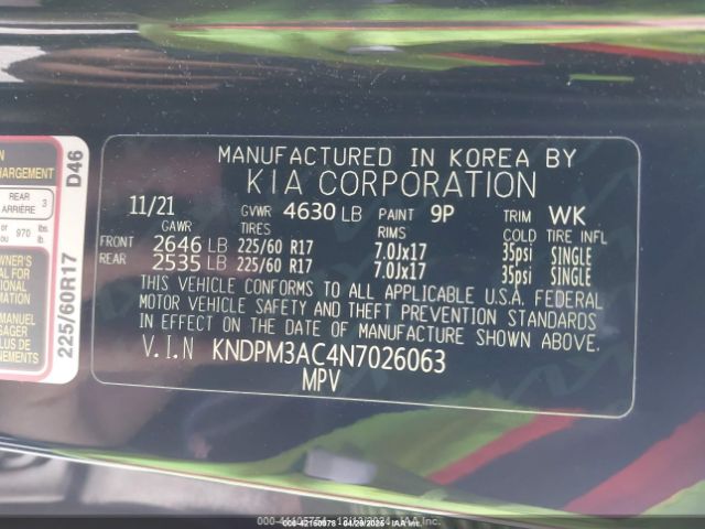 KNDPM3AC4N7026063 KIA Sportage Lx