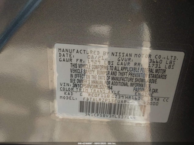 3N1CP5BV3ML537164 Nissan Kicks S Xtronic Cvt