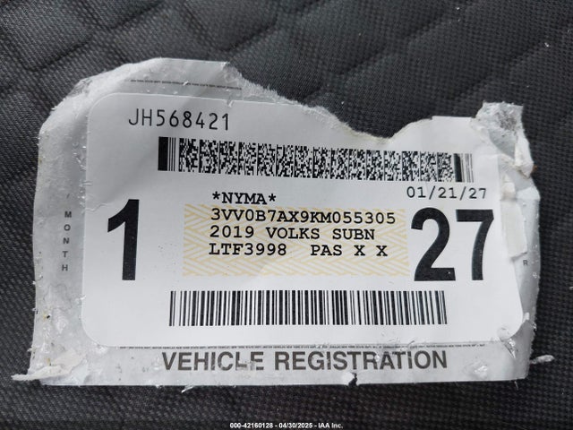 3VV0B7AX9KM055305 Volkswagen Tiguan 2.0t S