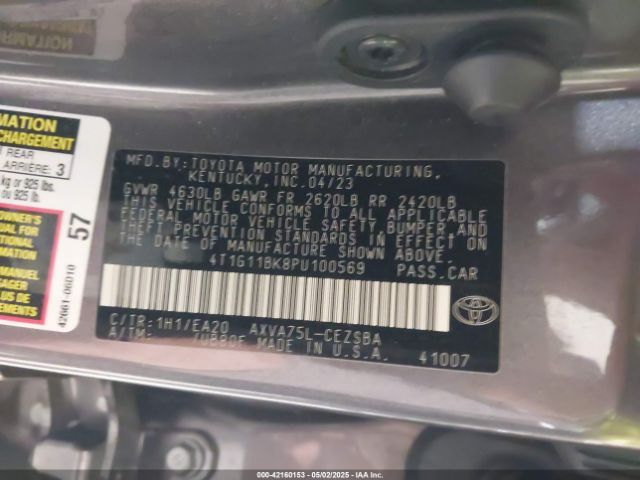 4T1G11BK8PU100569 Toyota Camry Se Awd