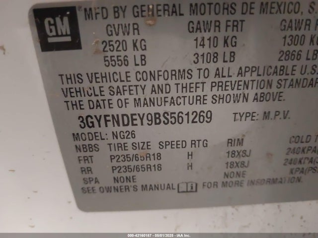 2011 CADILLAC SRX 3GYFNDEY9BS561269 Photo 8