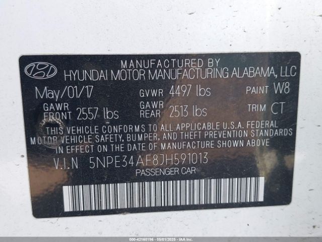 2018 HYUNDAI SONATA 5NPE34AF8JH591013 Photo 8