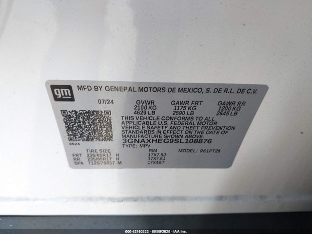 3GNAXHEG9SL108876 Chevrolet Equinox Fwd Lt