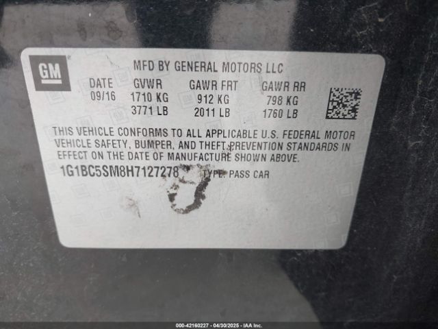 1G1BC5SM8H7127278 Chevrolet Cruze Ls Auto