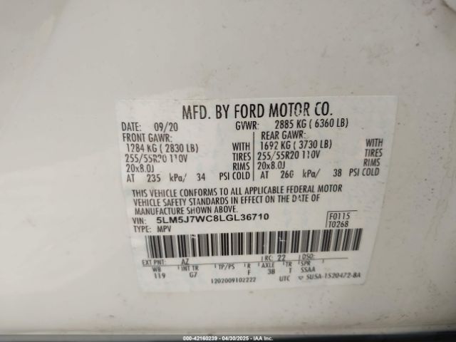 5LM5J7WC8LGL36710 Lincoln Aviator Reserve