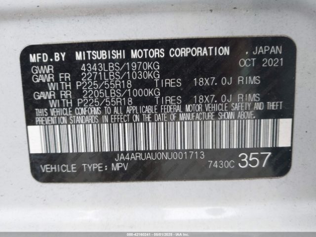 2022 MITSUBISHI OUTLANDER SPORT JA4ARUAU0NU001713 Photo 8