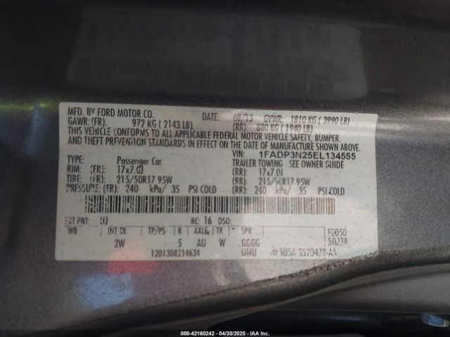 1FADP3N25EL134555 Ford Focus Titanium