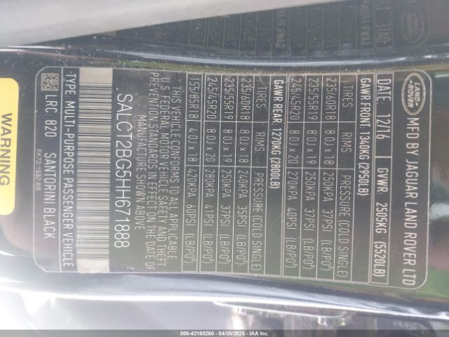 SALCT2BG5HH671888 Land Rover Discovery Sport Hse Lux