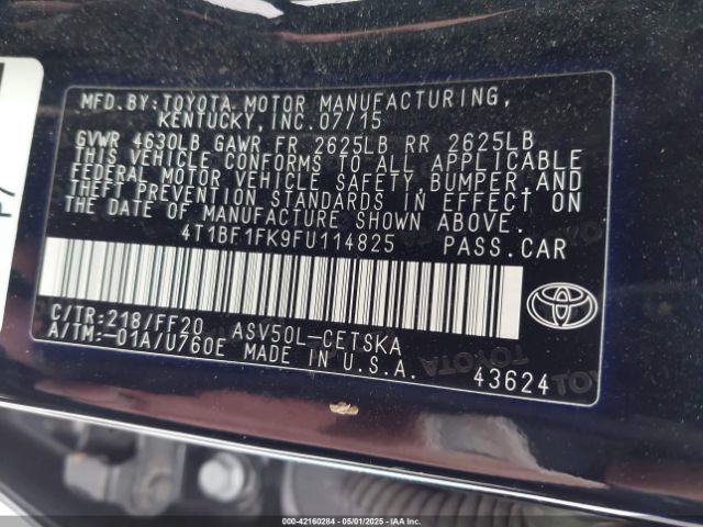 4T1BF1FK9FU114825 Toyota CAMRY SE