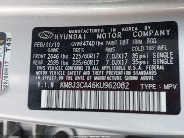KM8J3CA46KU962082 Hyundai Tucson Value