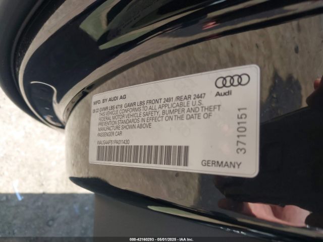 WAUSAAF51PA011430 Audi A5 Premium 45 Tfsi S Line Quattro S Tronic
